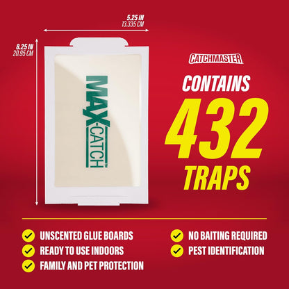 Catchmaster Max-Catch Mouse & Insect Glue Trap 36PK, Mouse Traps Indoor for Home, Sticky Pest Control Adhesive Tray for Catching Bugs, Bulk Unscented Glue Boards