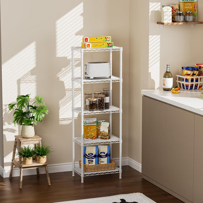 Golpart 4 Tier Adjustable Storage Shelves Metal Utility Shelf Wire Shelving Unit Organizer Rack for Home Kitchen Office Bathroom Pantry Room 12" D x 18" W x 44" H