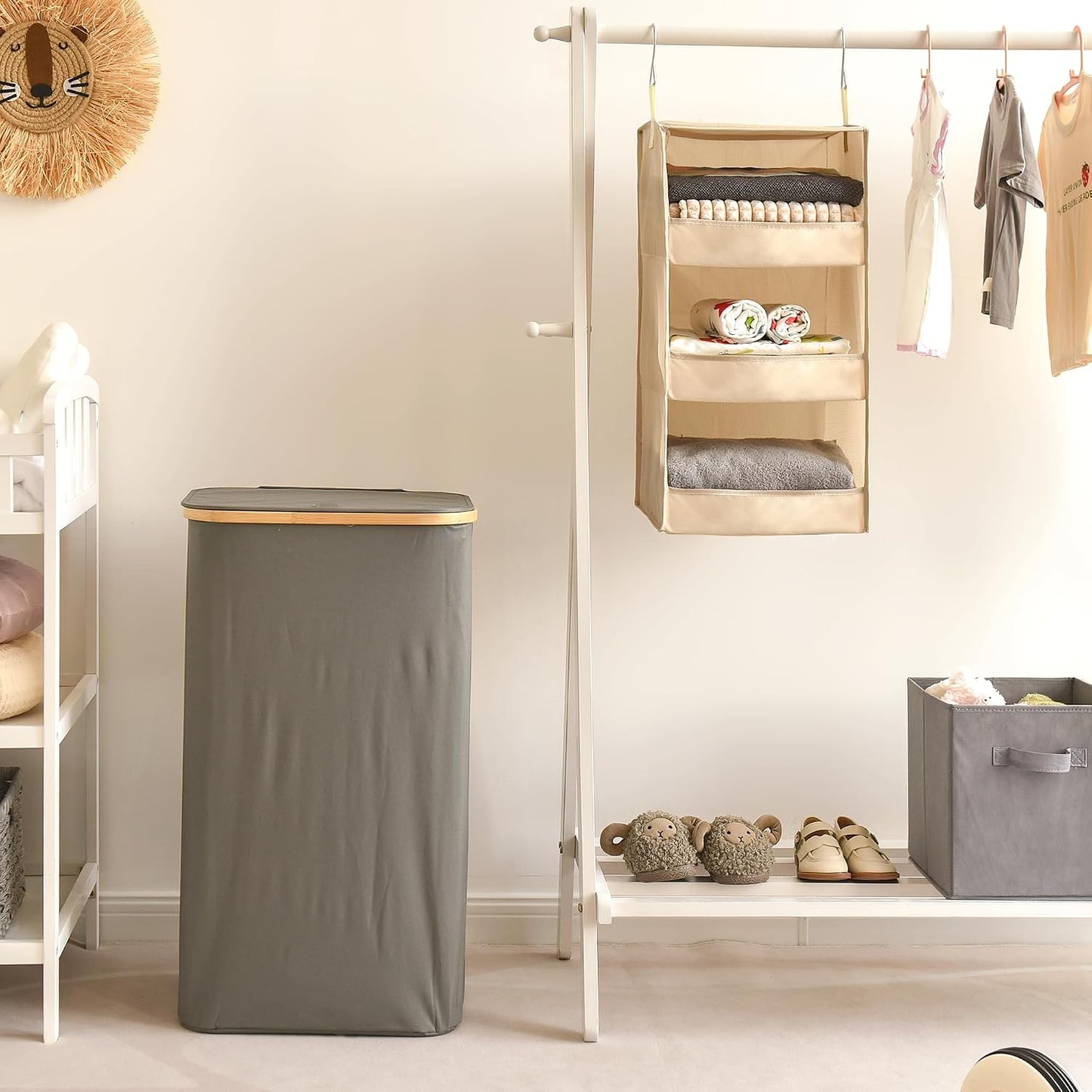 GRANNY SAYS 3-Shelf Hanging Closet Organizer and Storage, Collapsible Hanging Closet Shelves, Hanging Organizer for Closet & RV, Gray, 29 ½" H X 12" W X 12" D, 1-Pack