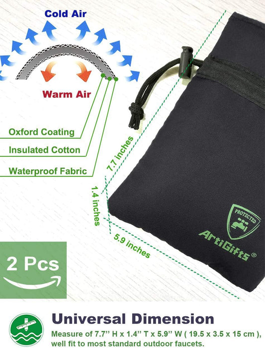 Pro Outdoor Faucet Cover Socks for Winter Freeze Protection, 5.9" W x 7.7" H, Mazarine Blue, Set of 2