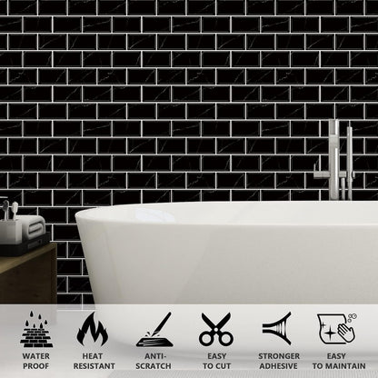 URCOLOR 10-Sheet Subway Tile Peel and Stick Backsplash for Kitchen,12"x12" Self Adhesive Wall Tiles Sticker on Back Splashes for Bathroom Gray Marble Design