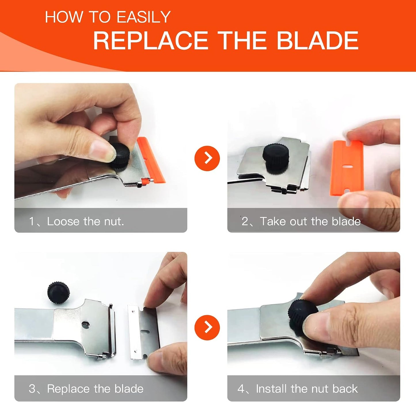 DEKEones Razor Blade Scraper, Long Handled Scraper Tool with 10 Extra Replacement Blades, Razor Scraper Remover for Cleaning Sticker, Paint, Caulk from Window, Car, Glass, Windshield, Stove