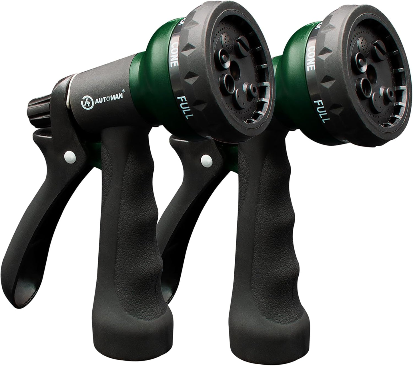AUTOMAN Garden Hose Nozzle - 2 Pack, 100% Metal High Pressure Spray Nozzle, Labor-Saving Design, Heavy Duty for Garden Watering, Car Washing, Window Cleaning, Pets Bathing