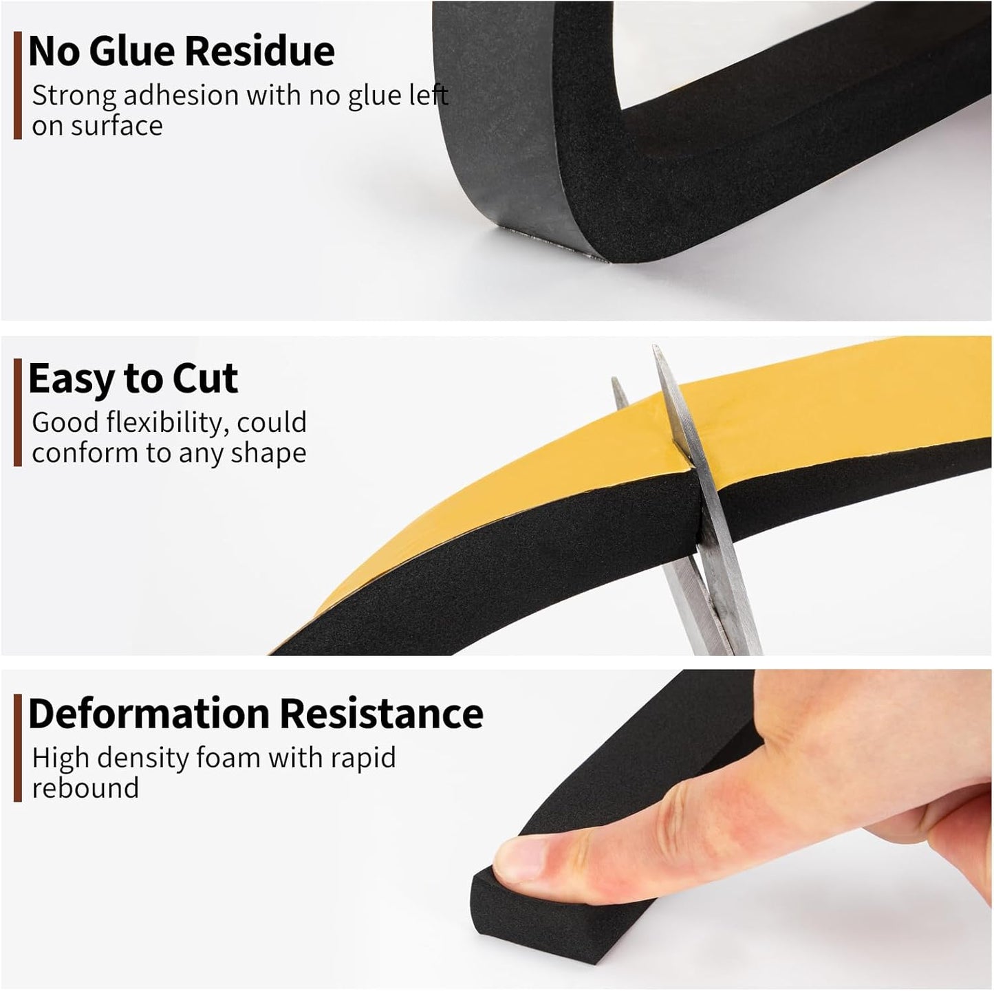 Yotache Self Adhesive Foam Gasket Tape 1/2" W X 1/2" T (New Adhesive Craft) for Doors Soundproofing Weather Seal Strip Insulation, 13 Ft Length