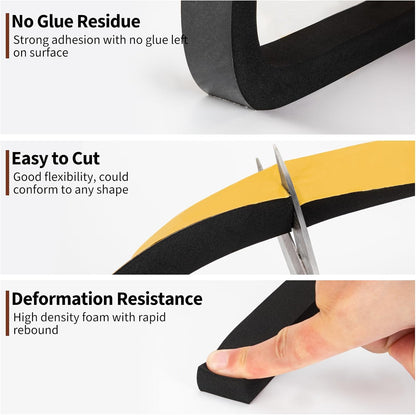 Yotache Self Adhesive Foam Gasket Tape 1/2" W X 1/2" T (New Adhesive Craft) for Doors Soundproofing Weather Seal Strip Insulation, 13 Ft Length