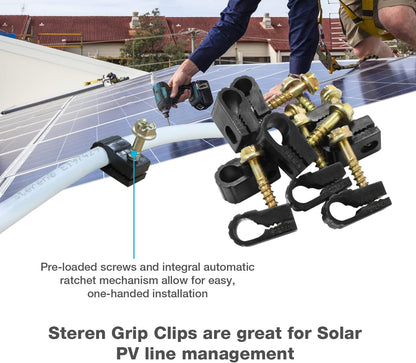 STEREN Coaxial Cable Clips - Cable Holder - Wire Clips - Siding Clips For Hanging - Cord Holder For Desk - Cable Clamps - Cord Clip - Wire Organizer Clips - Tv Mount Screws - Black - 100 Pack