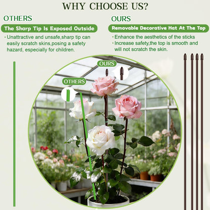 15Pcs Orchid Stakes,SupKing 17.7 Inch Plant Support Sticks Invisible Bendable Green Pole Rods for Small Indoor Outdoor Potted Plants Comes 20Pcs Ties