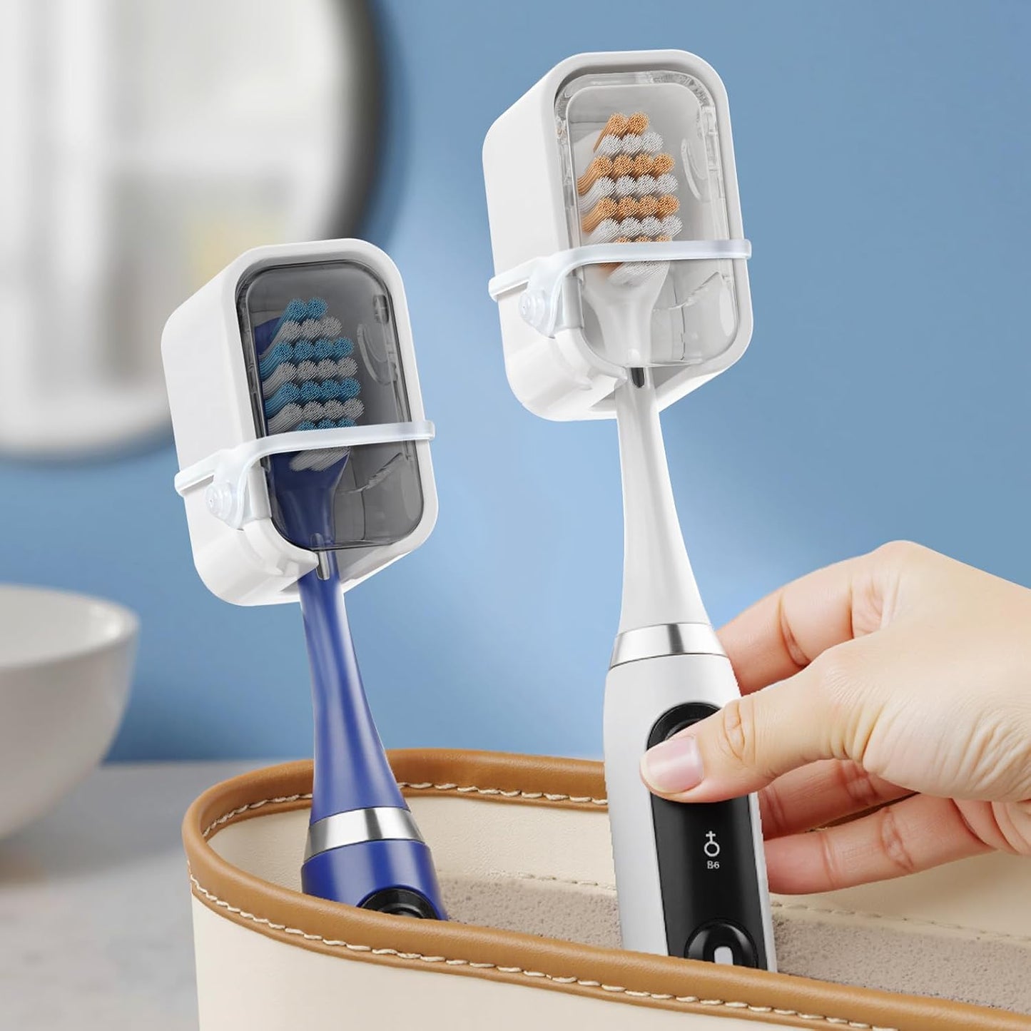Travel Toothbrush Cover 2PCS,【Innovative Band Design】 Stay Closed Electric Toothbrush Covers Caps, Toothbrush Head Cover for Travel, Camping,Bathroom, Business