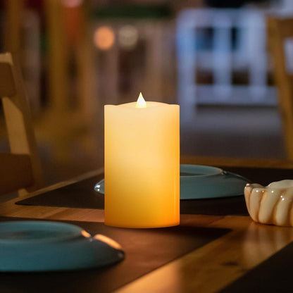 3x4 Flickering Flameless Candles Set of 3,Real Wax Pillar LED Candles,with Timer,4 inch Flameless Candles with Remote,for Party Wedding Holiday Home Decor,Ivory