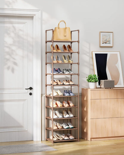 Kitsure Shoe Rack - 10-Tier Shoe Organizer with Detachable Fabric Shelves & Metal Frame, Tall Shoe Rack for Closet, Entryway, Living Room, 16.9" Wide - 10 Tier, Black