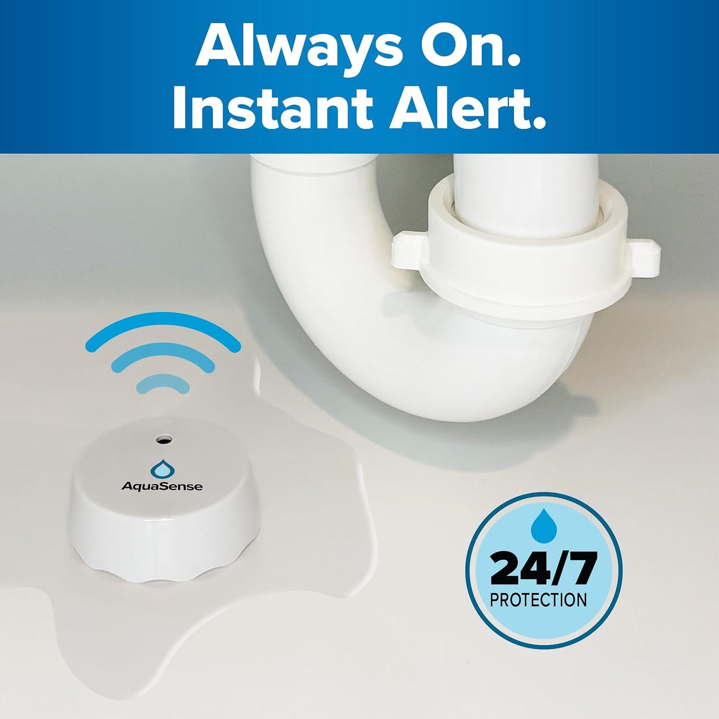 Leak Alarm Advanced Water Sensor | Wireless Real-Time Water Sensor with Instant Notifications | Battery Powered | Compact Design for Home & Basement | White
