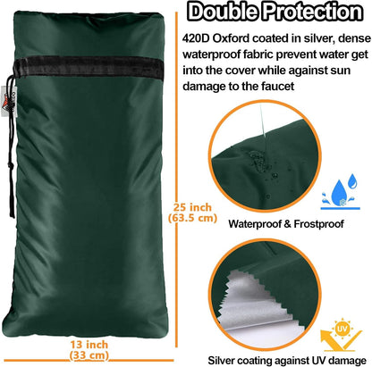 XXL Outdoor Faucet Covers for Winter, 3M Thinsulate Insulation Faucet Freeze Protector, 25”H x 13”W for Garden Lawn Faucets & Yard Hydrant, Waterproof Insulated Spigot Cover Faucet Sock – Black