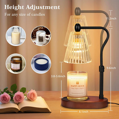 Imenlox Candle Warmer Lamp, with Timer and Dimmer, Adjustable Height, for Mom, Christmas Birthday Gifts for Women, House Warming Gifts Home Decor, Wax Warmer for Jar Candles(Amber)