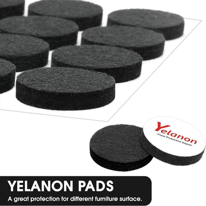 Yelanon Felt Furniture Pads for Hardwood Floors -36 Pcs 2" Premium Floor Protectors for Furniture, Felt Pads for Chair Legs, Black
