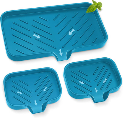 Kitchen Soap Tray,Kitchen Sink Tray Sponge Tray Kitchen Sponge Holder Self Draining Premium Silicone Soap Holder for Bathroom Counter Sink Caddy Organizer for Dish Soap Bottle,Soap Dispenser