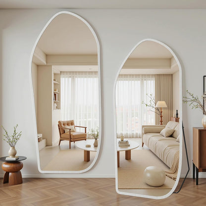 Suidia Full Length Mirror, Oversized Floor Mirror with Solid Wood Frame, Large Standing Mirror for Bedroom Living Room, Wood Art Style, Dark Walnut, 74" L x 32" W