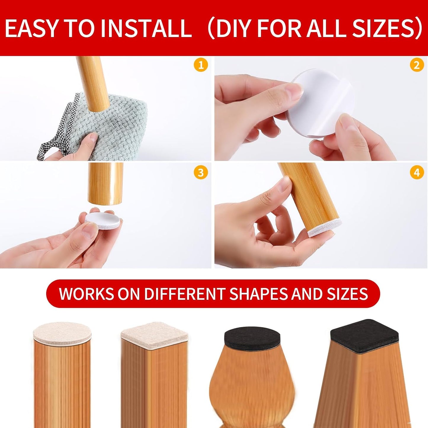 Ezprotekt Felt Furniture Pads for Hardwoods Floors, 440 PCS Self Adhesive Felt Pads for Chairs, Cuttable Anti-Scratch Furniture Feet Floor Protectors for Chair Sofa Bed Table Cabinet (Black)