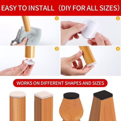 Ezprotekt Felt Furniture Pads for Hardwoods Floors, 440 PCS Self Adhesive Felt Pads for Chairs, Cuttable Anti-Scratch Furniture Feet Floor Protectors for Chair Sofa Bed Table Cabinet (Black)
