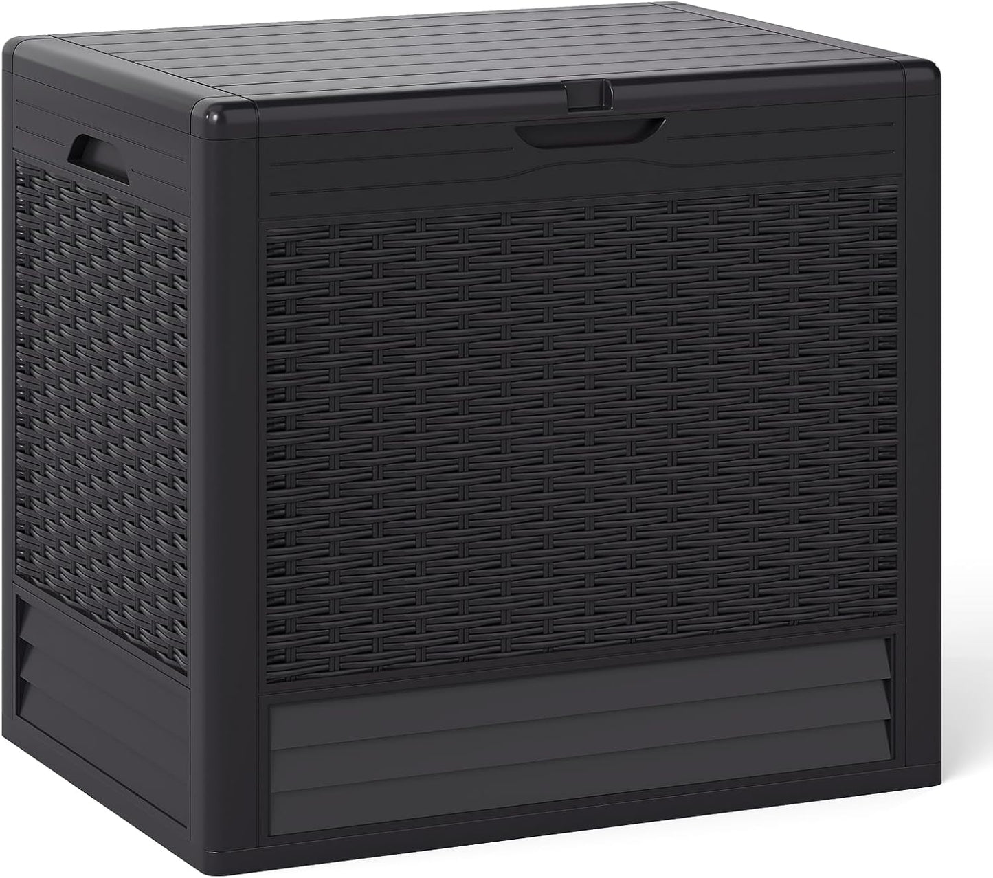 Tangkula 25 Gallon Waterproof Outdoor Storage Box with Lockable Lid | PP Resin, Wicker Patterned, Indoor Outdoor Use, Portable, Versatility, for Deck, Pool, Patio Cushions, Garden Tools