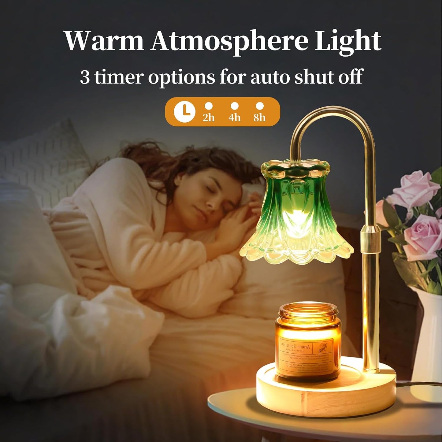 Fragrance Candle Warmer Lamp with 2 Bulbs Electric Candle Warmer with Timer & Dimmer for Home Decor