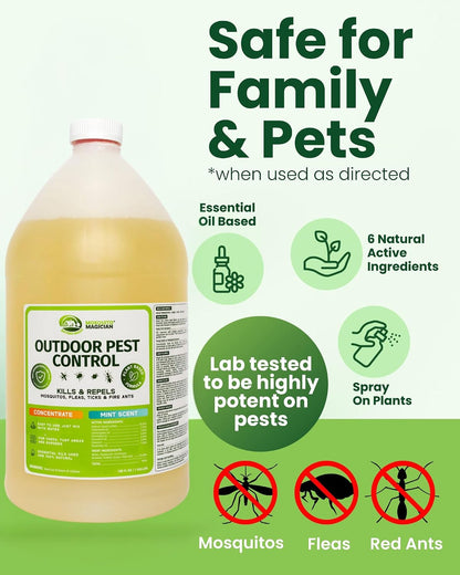 Mosquito Magician Liquid Concentrate – Kills Mosquitoes, Fleas & Fire Ants, Repels and Prevents Ticks – Essential Oil Yard Treatment Spray – Use with Sprayers, Foggers & Misting Systems – 32 oz, Mint