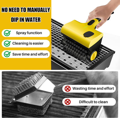 2 in 1 Electric Grill Brush, 2600mAh Rechargeable Barbecue Grill Cleaner with 2 Brush Heads, 360° Rotating Cleaning Brush Grill Accessories