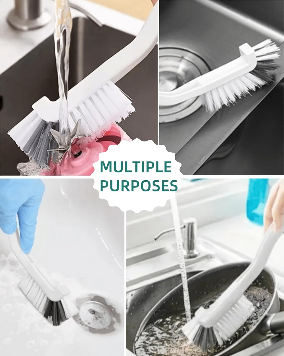 3 PCS Crevice Scrub Brush, Angle Cleaning Brushes for Kitchen Stiff Bristle Brushes for Sink/Tile/Shower/Corners/Crevice