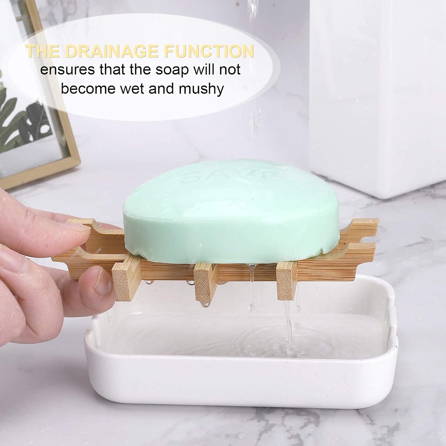 Bamboo Wooden Soap Dishes for Shower with Drainage for Bathroom Bar Soap Holder Soap Holder Sink Deck Bathtub Shower Tray (One Pieces Black)