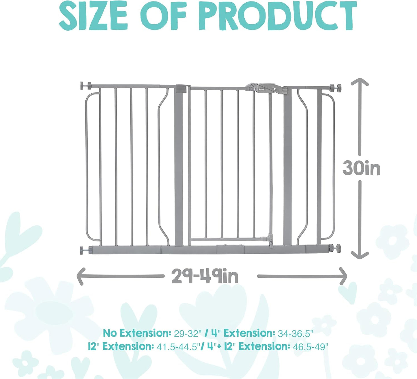 Regalo Safety 29-38.5" Baby Gate for Doorways & Bottom of Stairs, Pressure Mounted Baby Gate with Door for Babies, Toddlers & Pets, Tested & Safe for 30 Years, American Designed, American Owned, White