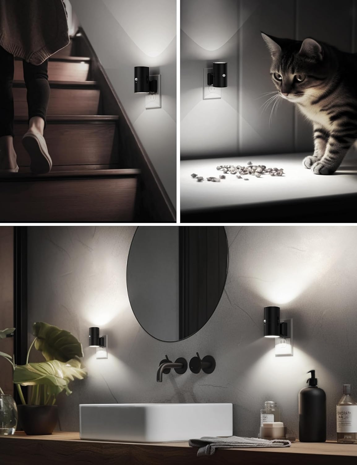 L LOHAS LED Motion Sensor Night Light, Dimmable Night Lights Plug into Wall, Plug in Nightlight, Motion Sensor Light Indoor for Bathroom Hallway Bedroom Stairs Kids Elderly [3000K,2 Pack]
