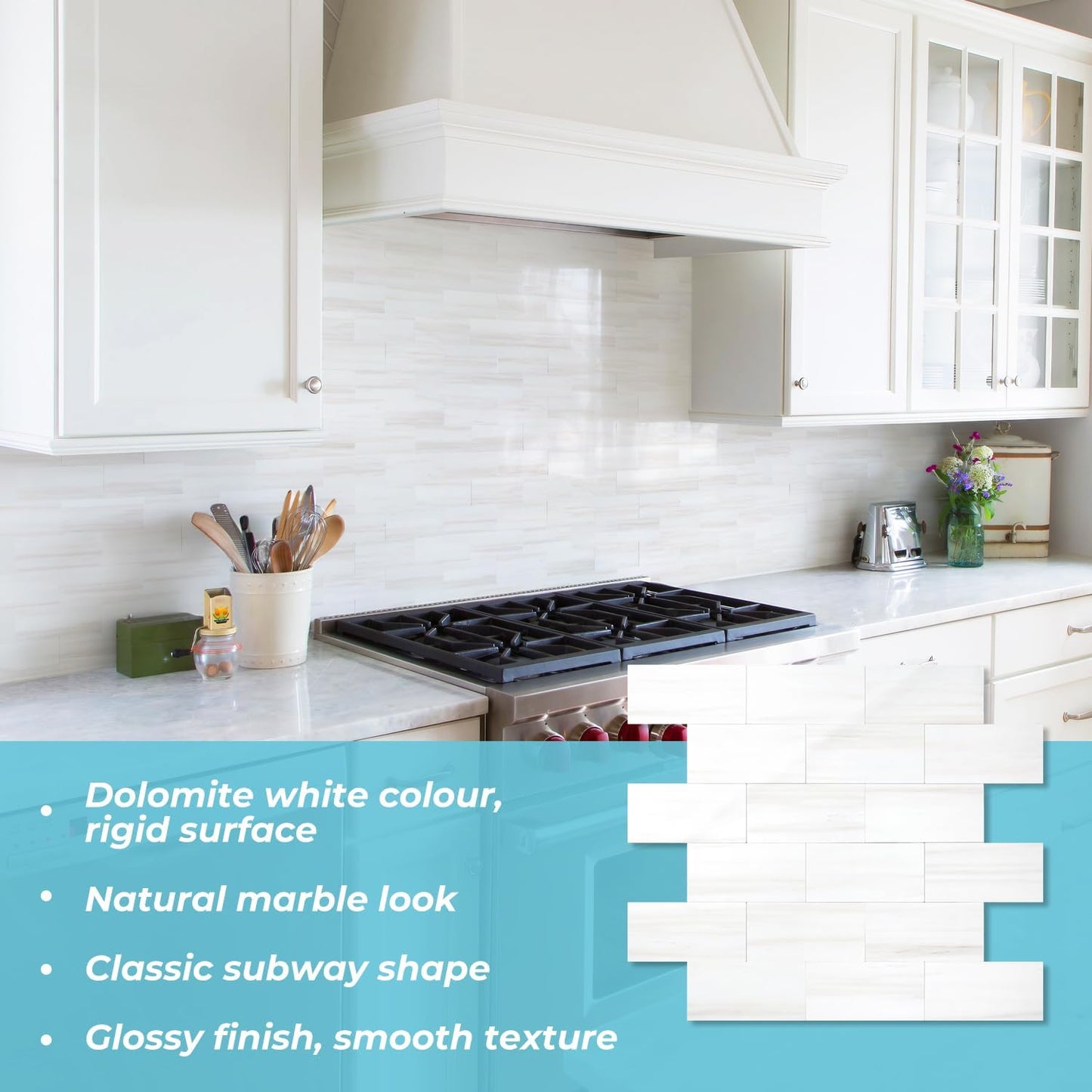 STICKGOO 10-Sheet Subway Tile Peel and Stick Backsplash, Seamless Design Polished Eurasia Beige Kitchen Backsplash Wall Tiles, Glossy Surface Waterproof Stick on Tile for Bathroom, RV, Fireplace