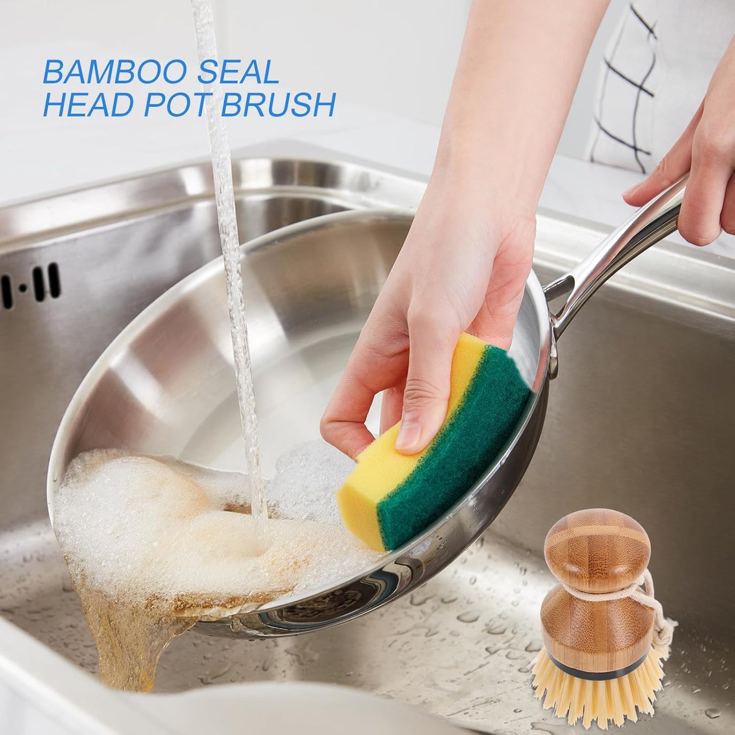 2pcs Small Head Kitchen Scrub Brush Set for Dish Washing and Sink Cleaning, Handheld Pot and Vegetable Scrubber in Black for Household Use