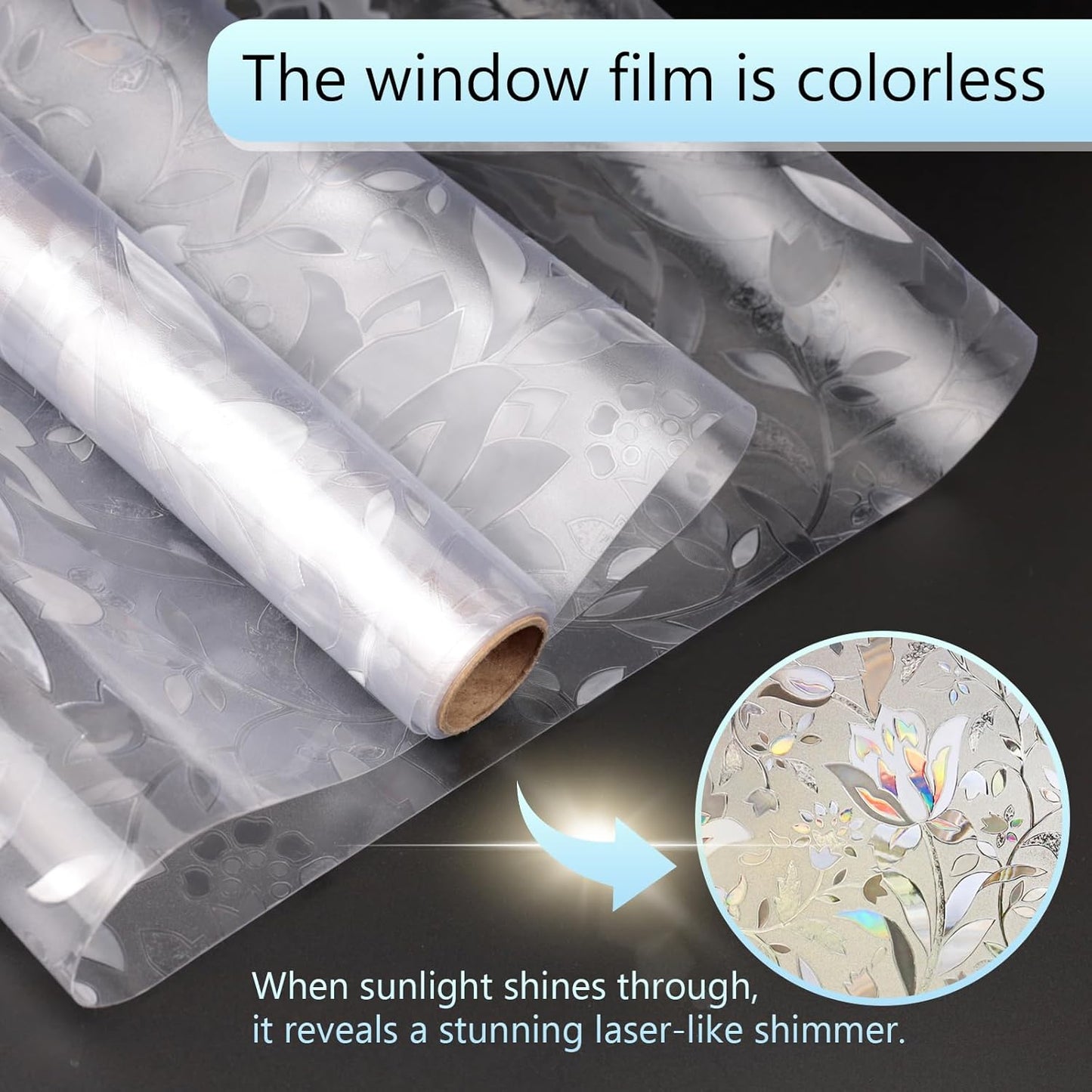 HIDBEA Frosted Window Privacy Film Heat Control UV Blocking, Static Cling Non-Adhesive Reusable Door coverings for Bathroom Home Office (Frosted 17.5 Inch x 6.5 Feet)