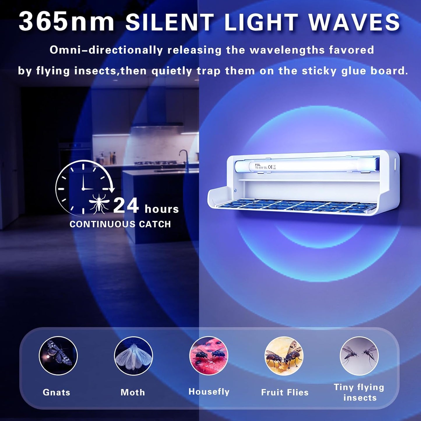 2pack Fly Catcher Indoor,Fruit Fly Traps Indoor for Home,Wall Sconce Fly UV Light Trap for Capturing Flies,Moths, Gnats with 10 Sticky Glue Boards, Bug Catcher Indoor, Light Flying Insect Trap -White