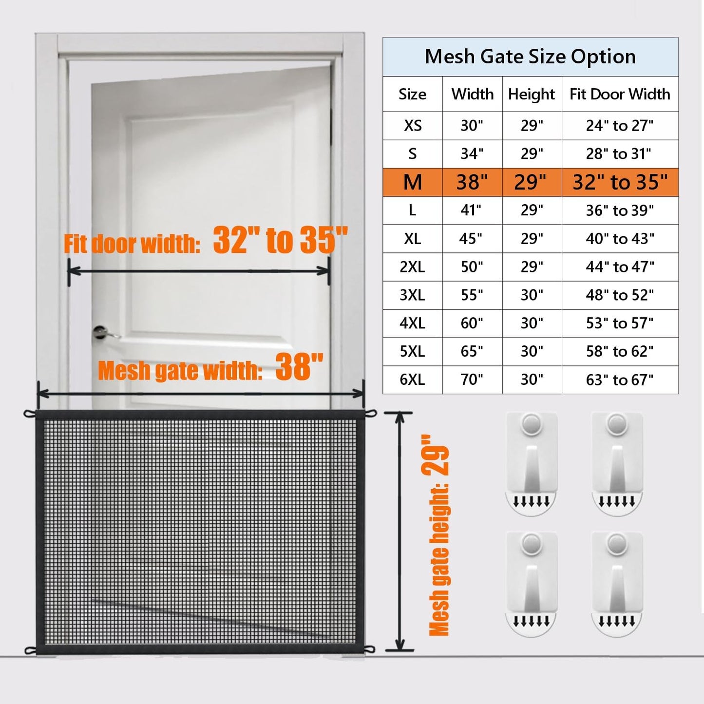 Cupount Dog Screen Mesh Gate for Stairs Pet Gates for The House: for Doorways Stairways Indoor 29 inches Tall, 38 inch Wide, Fits 32-35 inch Openings