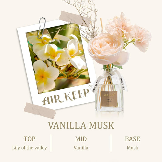 Airkeep Flower Reed Diffuser Set, Ocean Mist&Sea Salt Diffuser Gift Set,4.06 fl oz Essential Oil Sticks Diffusers for Bathroom Air Freshener, Aromatherapy Home Fragrance Shelf Decor, Gift for Women