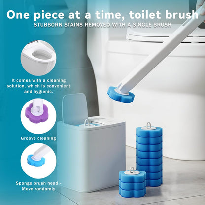 Disposable Toilet Brush Wand Kit with 48 Toilet Wand Refills | Toilet Bowl Cleaning System with Holder, Disposable Toilet Bowl Cleaner Wands for Bathroom Cleaning, Toilet Brush Set