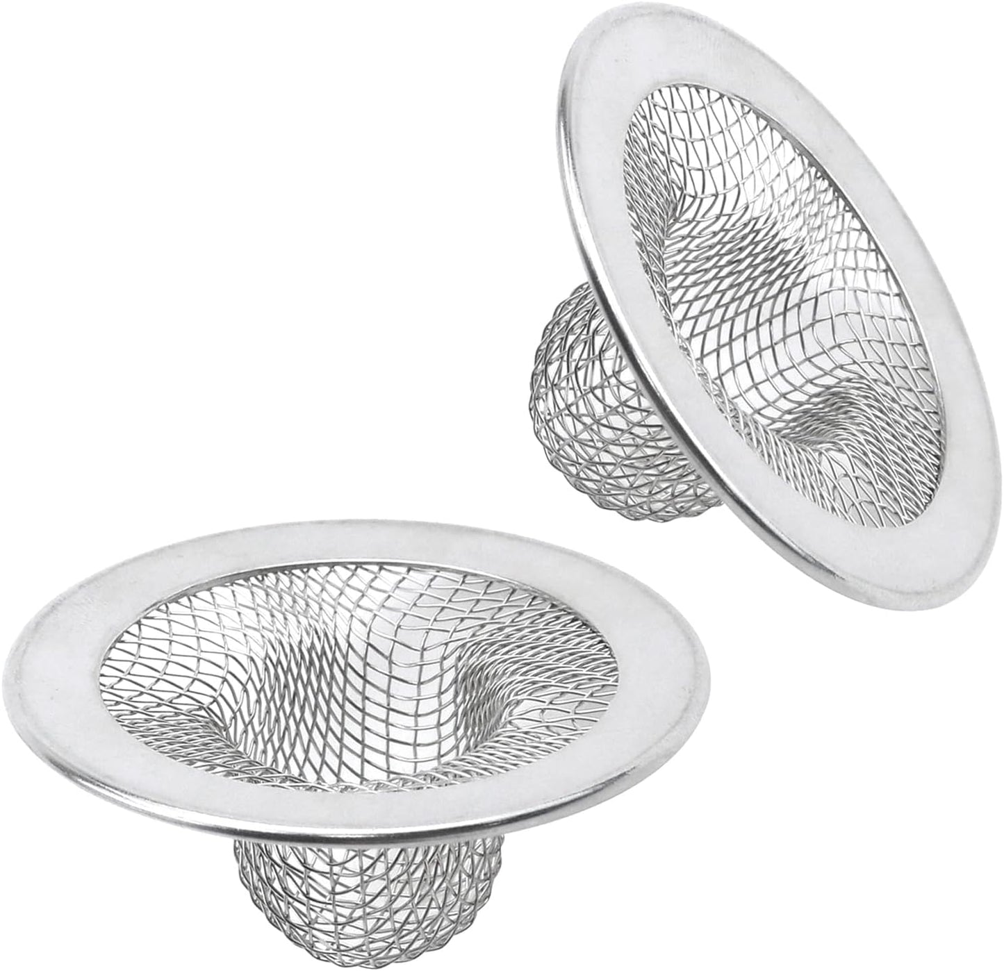 Antrader Kitchen Sink Strainer, 2Pcs Stainless Steel 2-Inch Diameter Mesh Round Filter Bathroom Bathtub Wash Basin Garbage Disposal Basket Filter