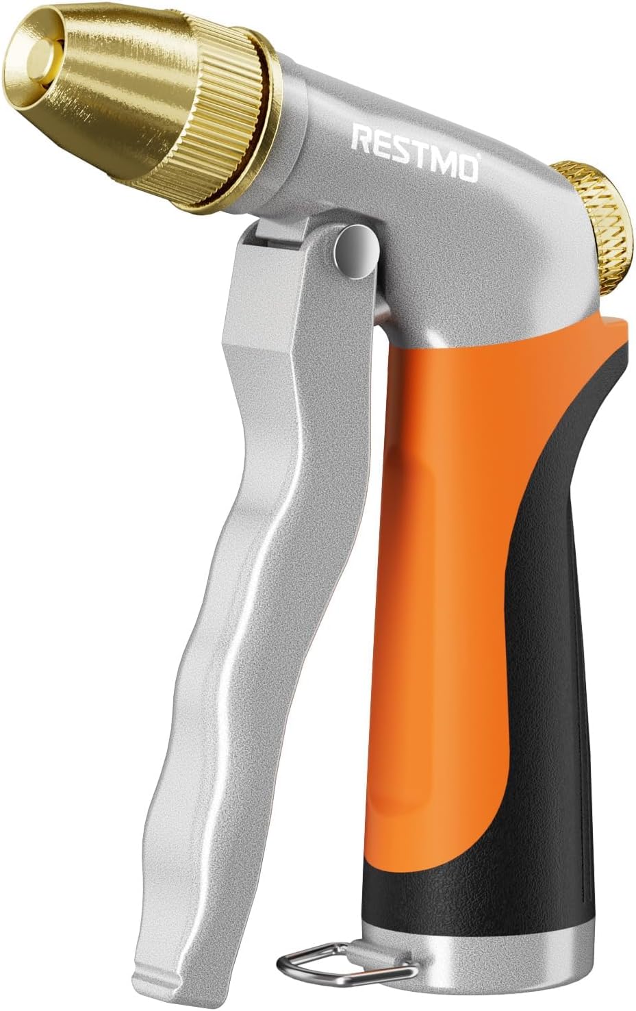 RESTMO Metal Water Hose Nozzle, Heavy Duty Garden Hose Sprayer for Outdoor | Adjustable Brass Spray Head, 4 Watering Patterns, Jet | Mist | Cone | Full, Leak-proof, Ideal for Lawn & Plant & Car, Green