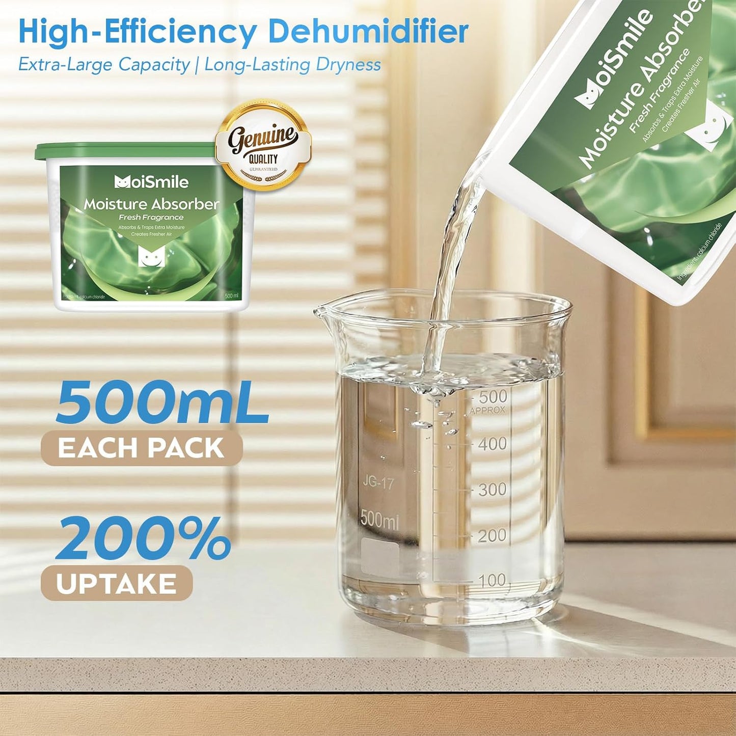 Moisture Absorbers, Efficient Humidity Absorber ＆ Odor Eliminator Boxes, Refillable Car Dehumidifier for Closet, Bathroom, Basement＆ RV, 3 Pack, Fragrance Free