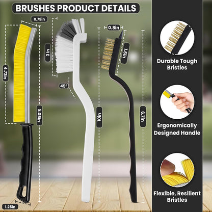14 Pcs Crevice Cleaning Brush Set – Hard Bristle Cleaning Tools for Grout, Tile Floors, Gaps & Narrow Spaces – Multi-Purpose Grout Scrub Brush for Cleaning Bathroom, Shower, Window Tracks, Kitchen