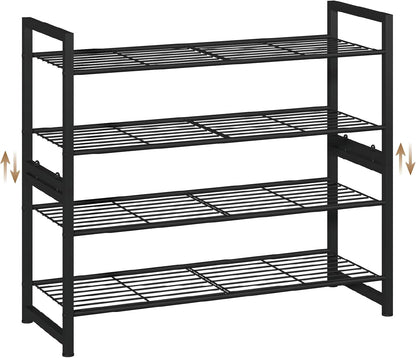 Stackable Shoe Rack, 6 Tier Metal Shoes Rack Storage Organizer,Large Capacity Shoe Shelf Max Holds 30 Pairs of Shoes,Sturdy and Stable, for Closet, Entryway,Garage，Black