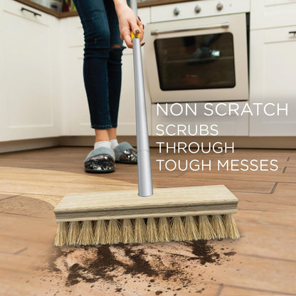 LOLA Deck Scrub Brush Outdoor Broom, Durable Bristles Remove Dirt, Grime, Grout, Leaves, Snow on Patios, Decks, Wet or Dry