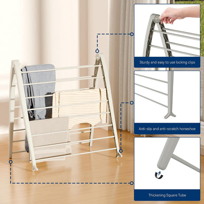 Whitmor Spacemaker Folding Drying Rack, Freestanding Indoor Clothes Dryer, Space Saving Compact Design, 6"L x 26"W x 51.5"H, White