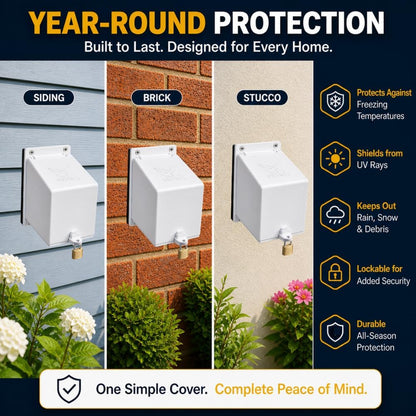 The Hawk Permanent Faucet Cover - All-Season Hard Shell, Foam Rubber Insulated Spigot Protector for Any Building Material, Fits Standard 1/2 & 3/4-Inch Hose Bibs, Includes Mounting Hardware