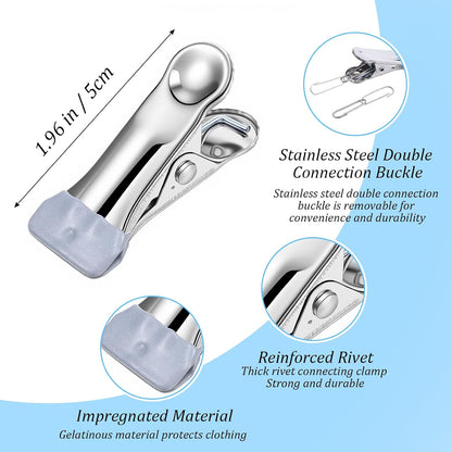 2-Pack Stainless Steel Round Hanging Drying Rack with 48 Clips, Heavy Duty Clothe Drying Rack with Windproof Hook for Socks, Bras, Underwear, Towels, Hats & Laundry Accessories (Blue & Gray)