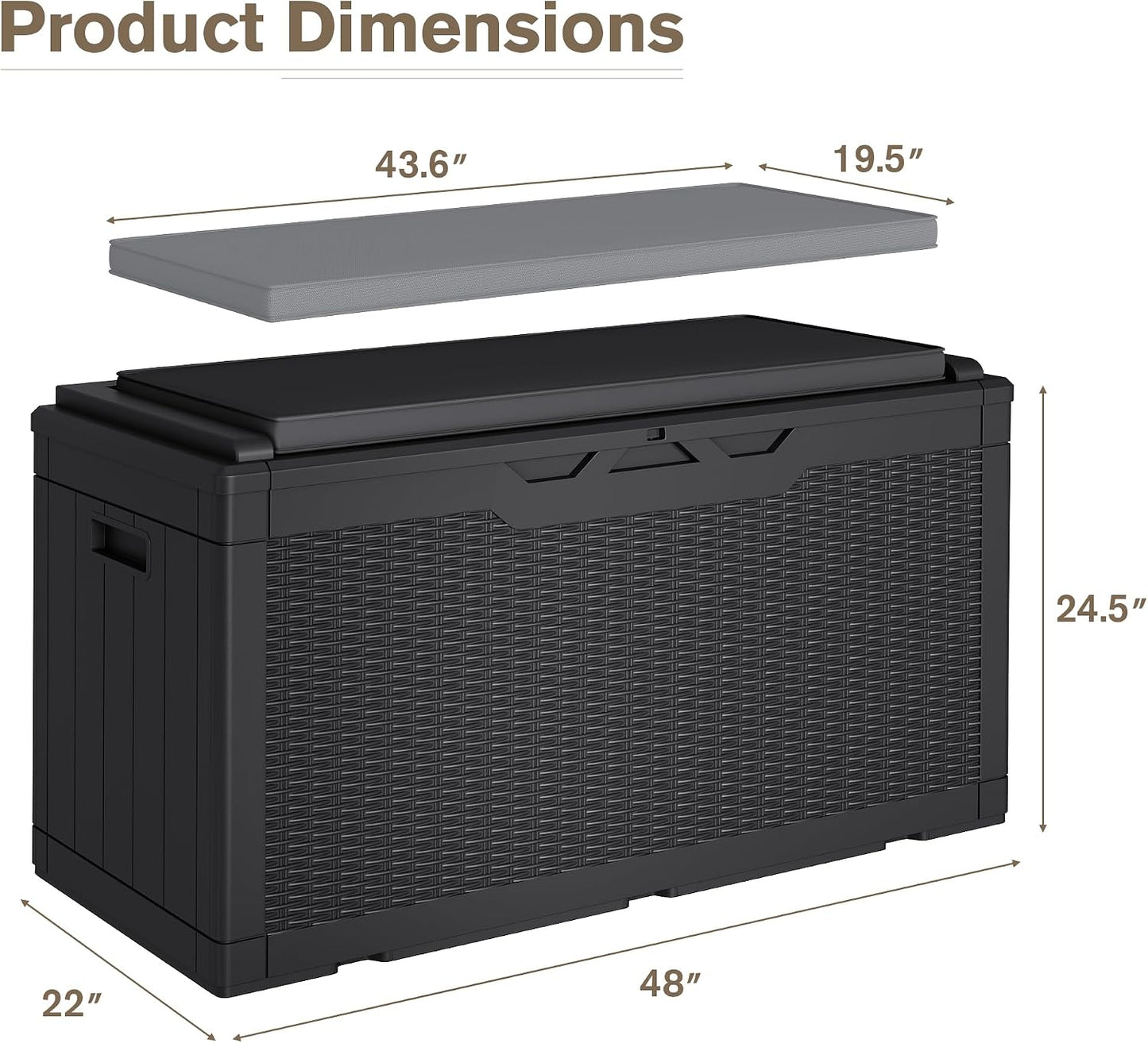 JUMMICO 31 Gallon Resin Deck Box Waterproof Indoor Outdoor Storage Boxes for Patio Furniture Cushions and Garden Tools (Brown)