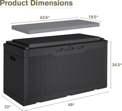 JUMMICO 31 Gallon Resin Deck Box Waterproof Indoor Outdoor Storage Boxes for Patio Furniture Cushions and Garden Tools (Brown)