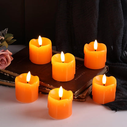 Eywamage Ivory Flameless Votive Candles with Timer Batteries, 2x3 inch Small LED Pillar Candles Flickering Set of 6