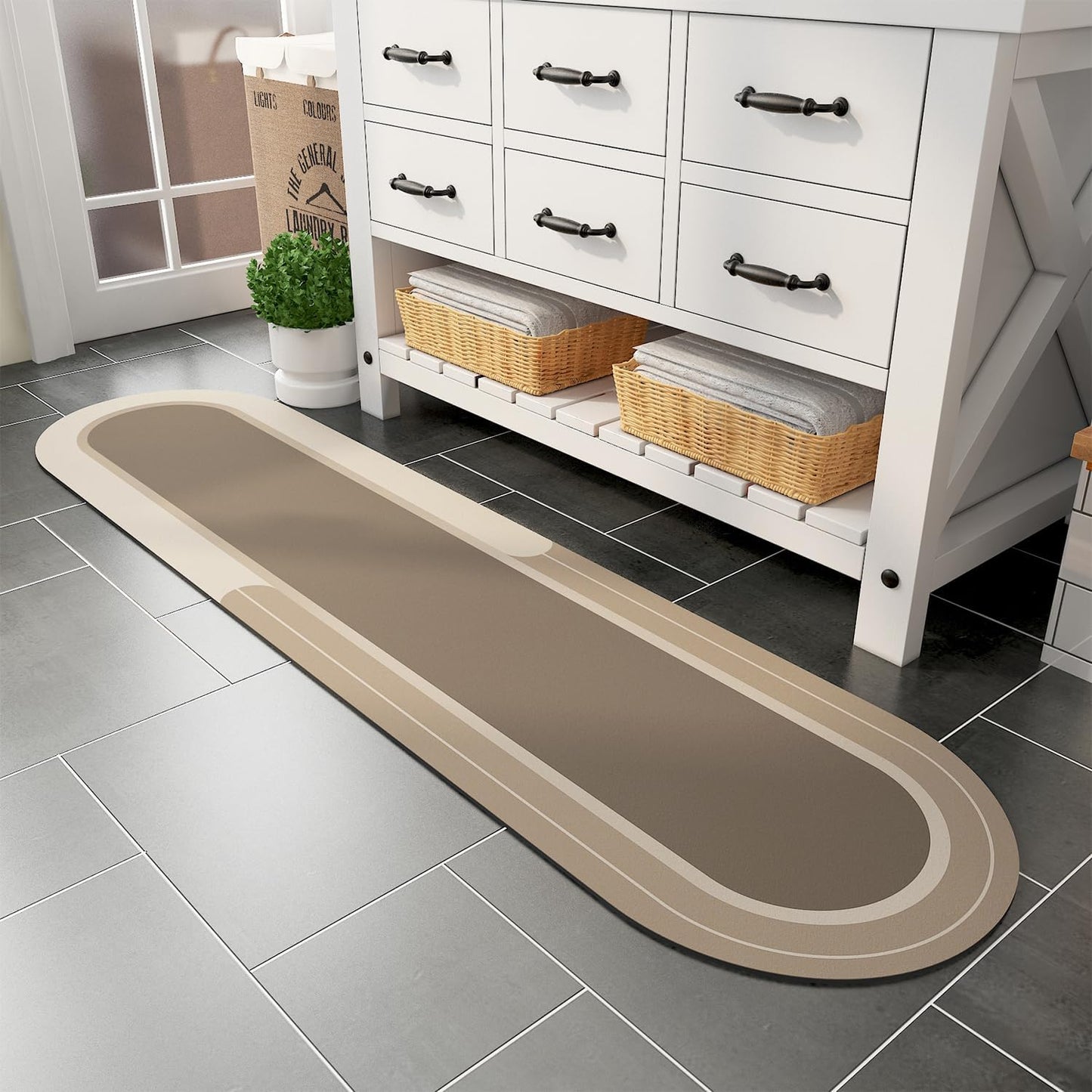 MontVoo Bath Mat - Non Slip, Quick Dry, Stain Resistant Bath Mat Rug for Bathroom Floor - Easy Care Shower Rug for Outside Bathtub - 17"x27" Grey